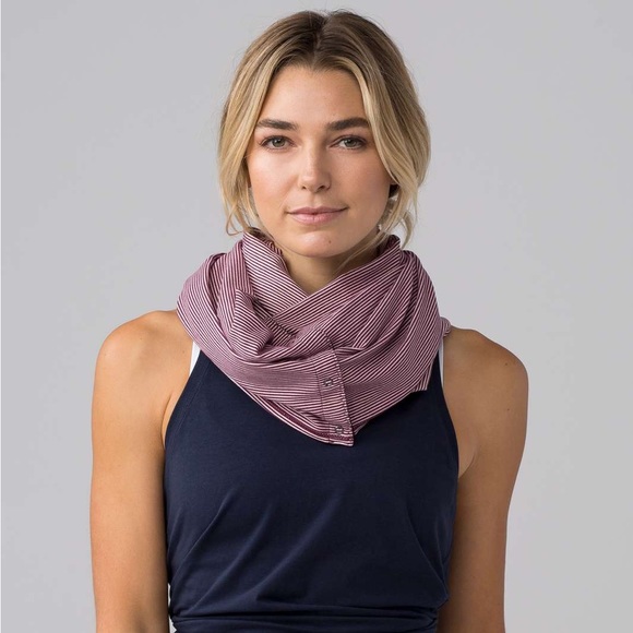 Lululemon “Vinyasa Scarf” in Tonka Stripe Red Grape/Minty Pink - Picture 2 of 7